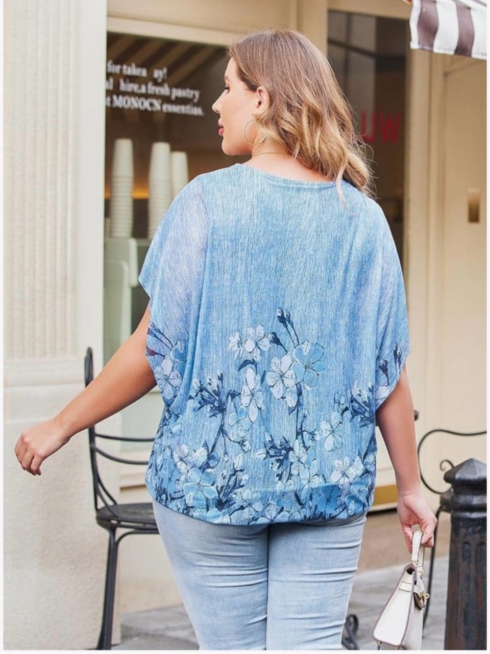 Blue Floral Blouson Top - Picture 2 of 6